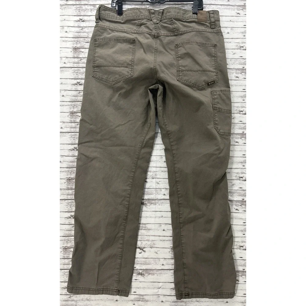 PrAna Pants Men 36x32 Brown Canvas Workwear Straight Leg Utility Hiking Outdoors